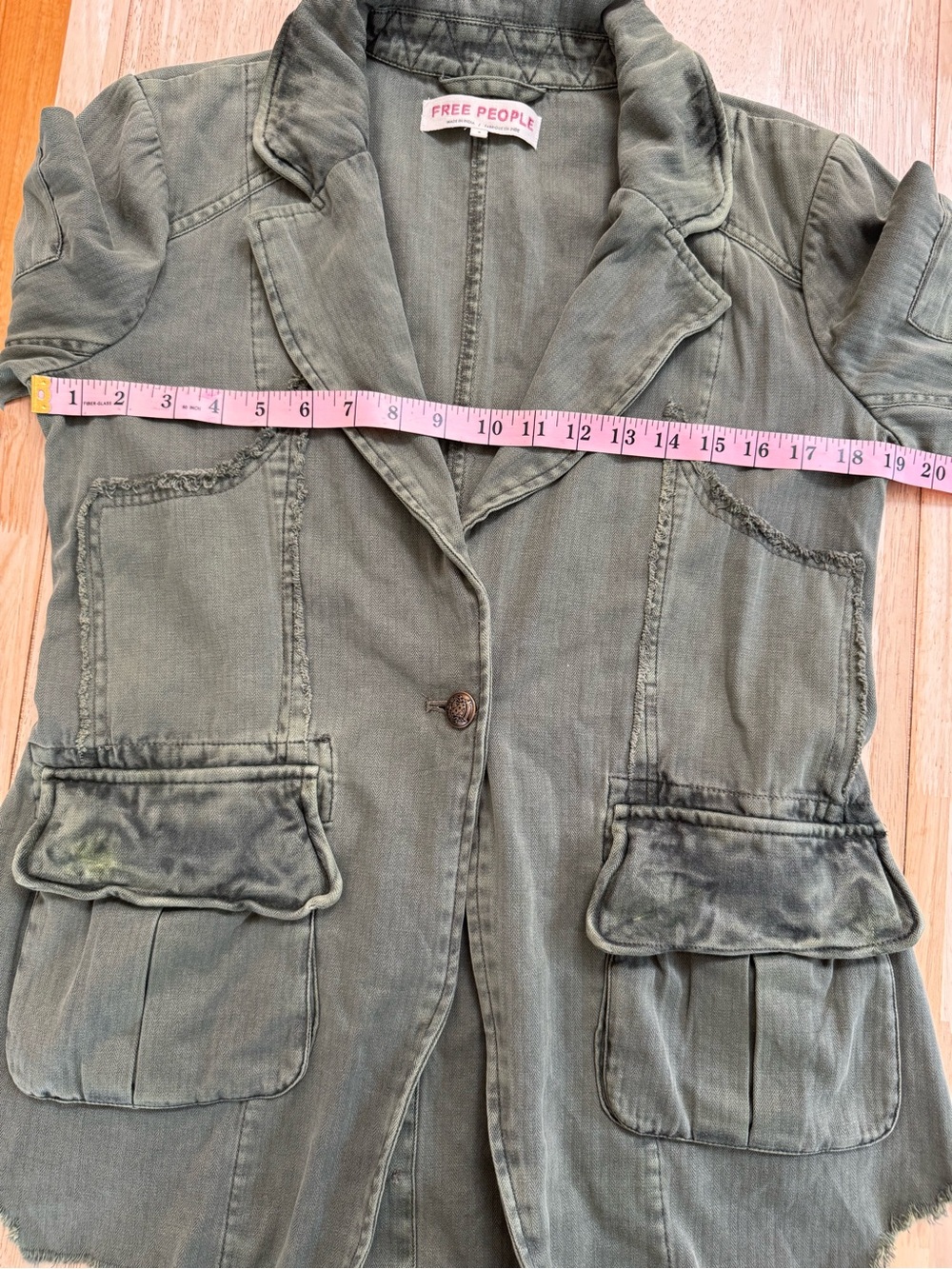 Free People Harlow Blazer Olive‎ Green Utility Military Jacket Size Small - Picture 8 of 9